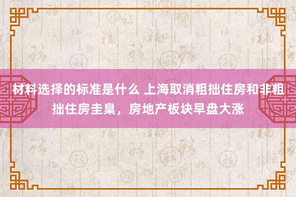 材料选择的标准是什么 上海取消粗拙住房和非粗拙住房圭臬，房地产板块早盘大涨