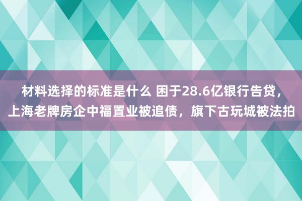 材料选择的标准是什么 困于28.6亿银行告贷，上海老牌房企中福置业被追债，旗下古玩城被法拍