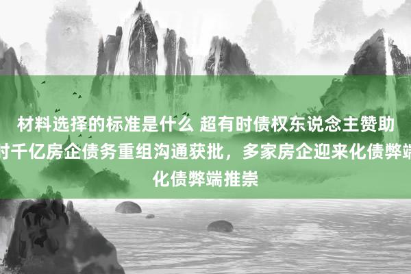 材料选择的标准是什么 超有时债权东说念主赞助，昔时千亿房企债务重组沟通获批，多家房企迎来化债弊端推崇