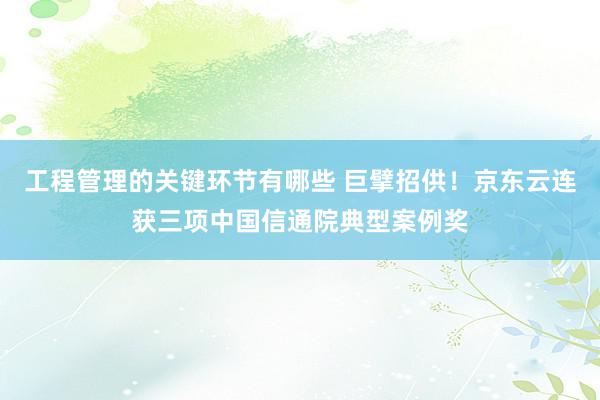 工程管理的关键环节有哪些 巨擘招供！京东云连获三项中国信通院典型案例奖