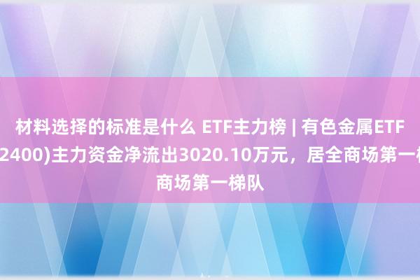 材料选择的标准是什么 ETF主力榜 | 有色金属ETF(512400)主力资金净流出3020.10万元，居全商场第一梯队