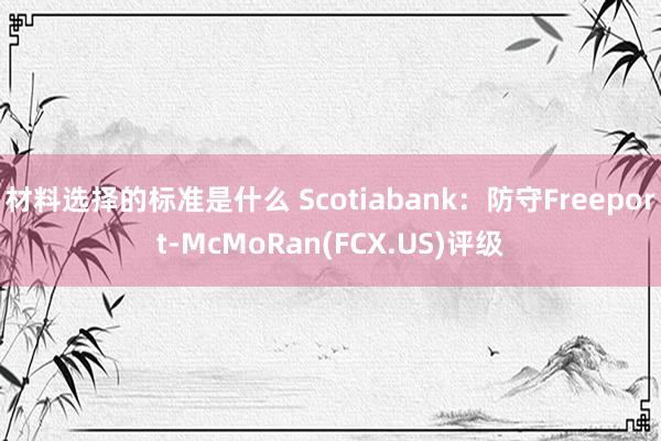 材料选择的标准是什么 Scotiabank：防守Freeport-McMoRan(FCX.US)评级