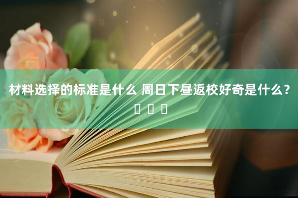 材料选择的标准是什么 周日下昼返校好奇是什么？ ​​​