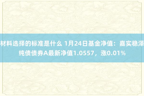 材料选择的标准是什么 1月24日基金净值：嘉实稳泽纯债债券A最新净值1.0557，涨0.01%