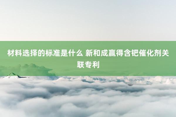 材料选择的标准是什么 新和成赢得含钯催化剂关联专利